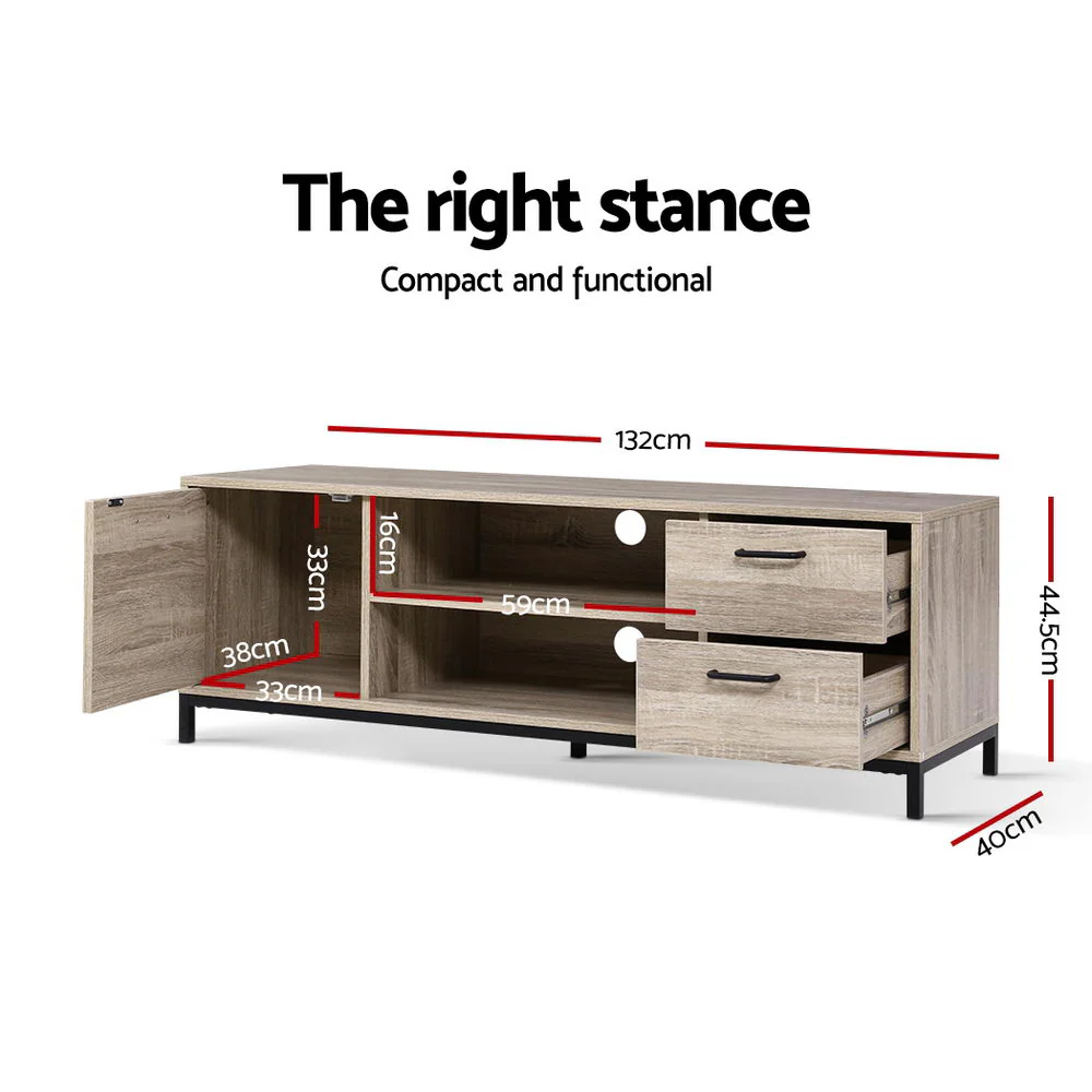 Artiss TV Cabinet Entertainment Unit 132cm Pine Tania - Image 8