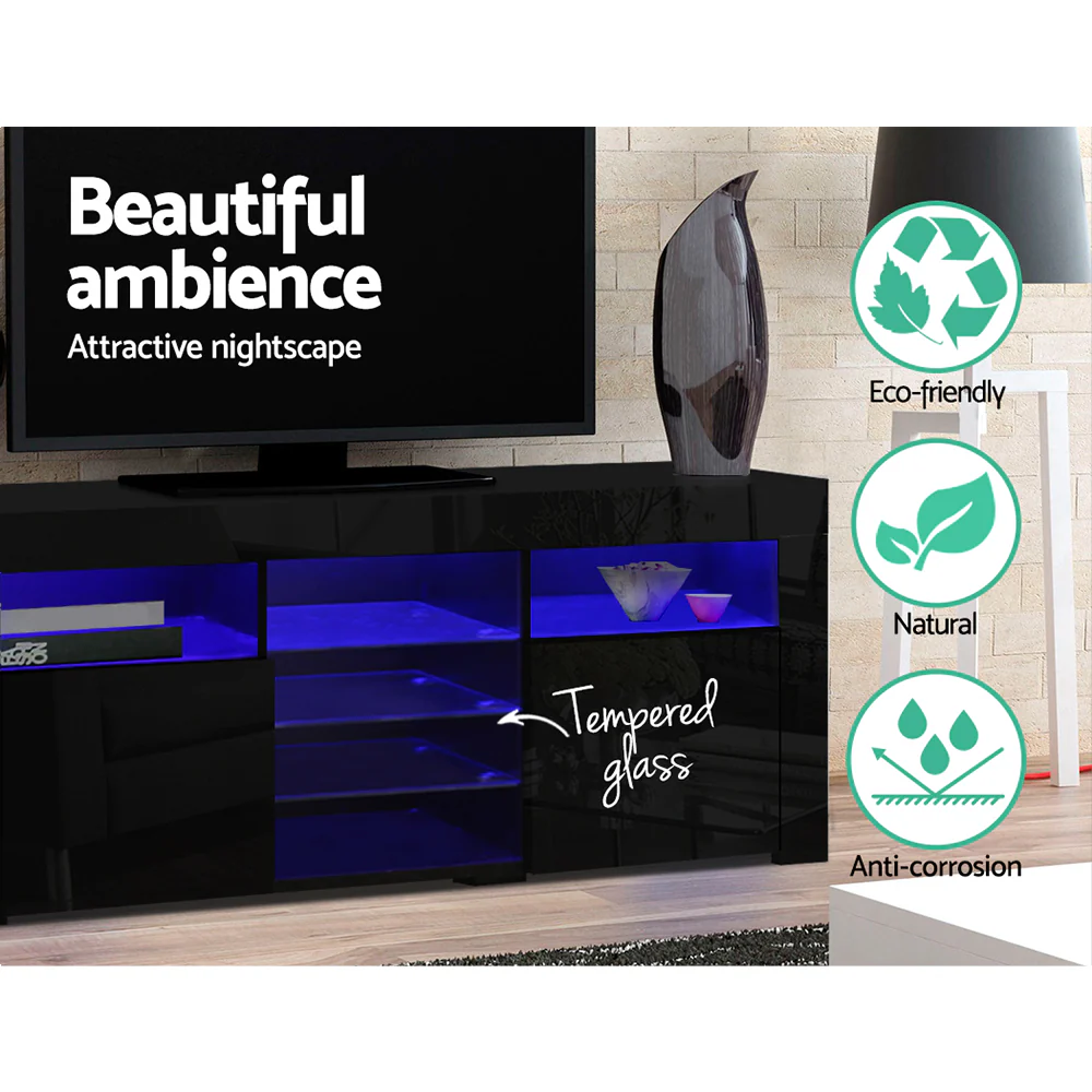 Artiss Entertainment Unit TV Cabinet LED 180cm Black Bobi - Image 6