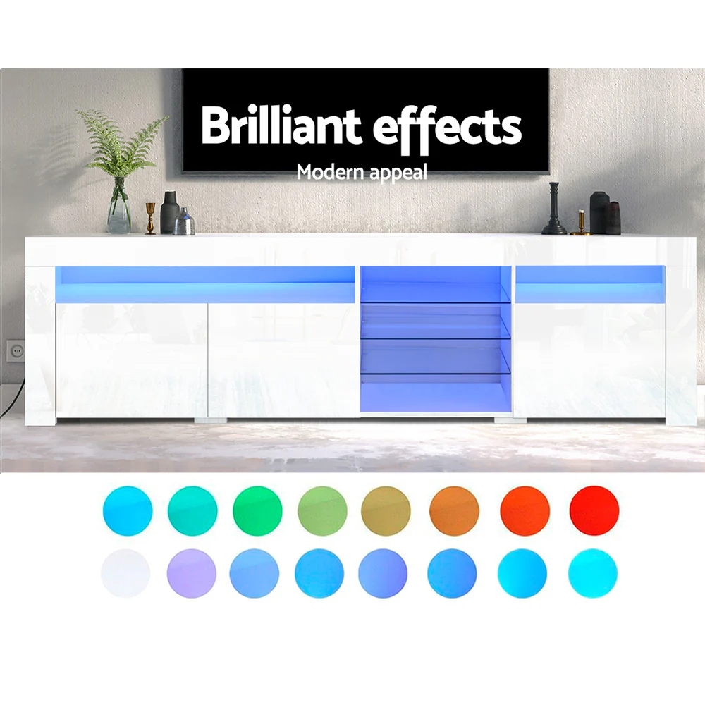 Artiss Entertainment Unit TV Cabinet LED 180cm White Bobi - Image 6