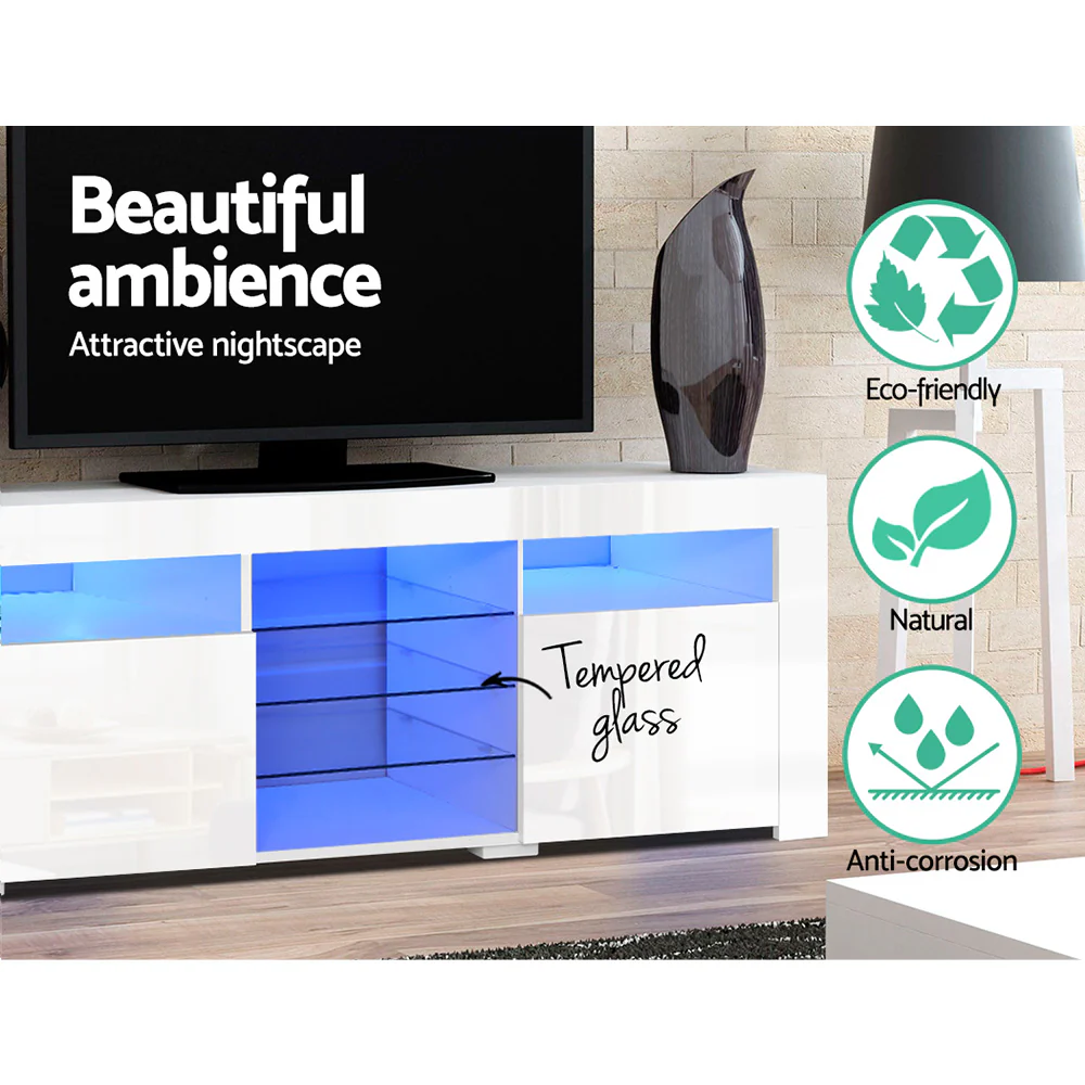 Artiss Entertainment Unit TV Cabinet LED 180cm White Bobi - Image 7