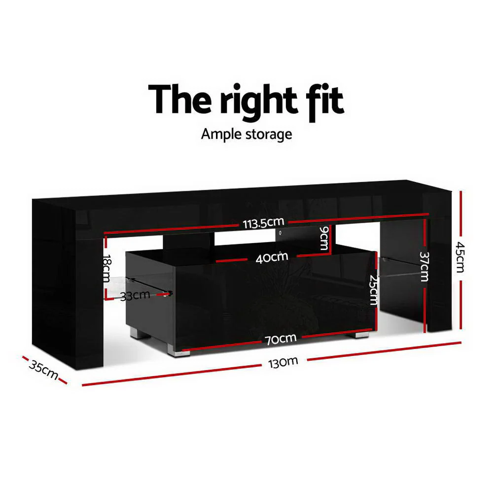 Artiss Entertainment Unit TV Cabinet LED 130cm Black Elo - Image 3