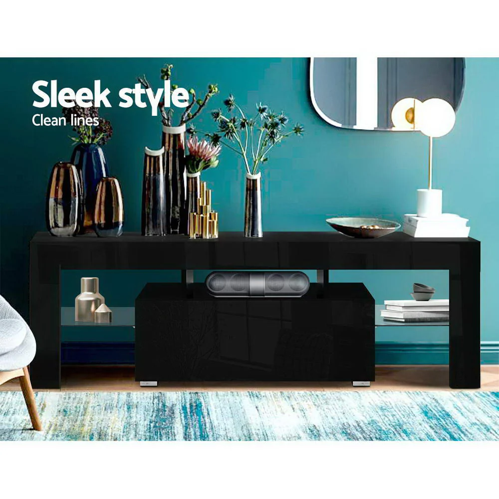 Artiss Entertainment Unit TV Cabinet LED 130cm Black Elo - Image 4