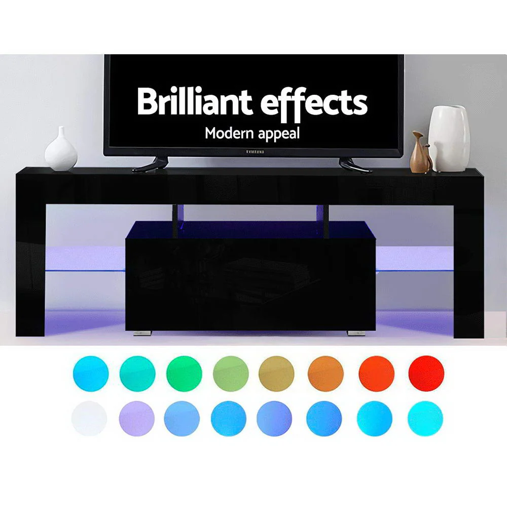 Artiss Entertainment Unit TV Cabinet LED 130cm Black Elo - Image 5