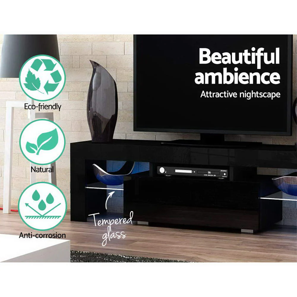 Artiss Entertainment Unit TV Cabinet LED 130cm Black Elo - Image 6