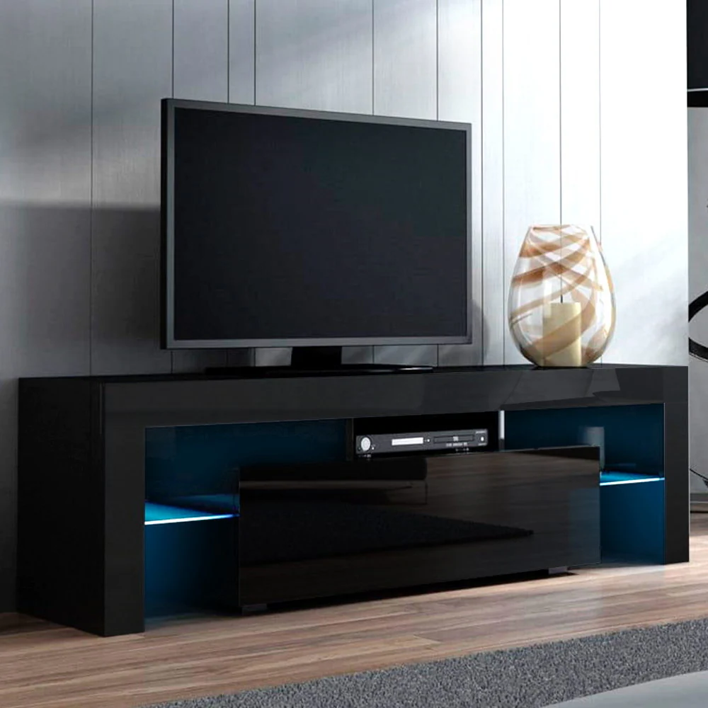 Artiss Entertainment Unit TV Cabinet LED 130cm Black Elo - Image 8