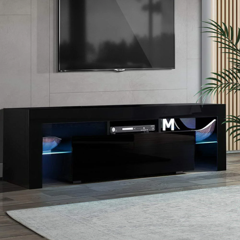 Artiss Entertainment Unit TV Cabinet LED 130cm Black Elo - Image 9