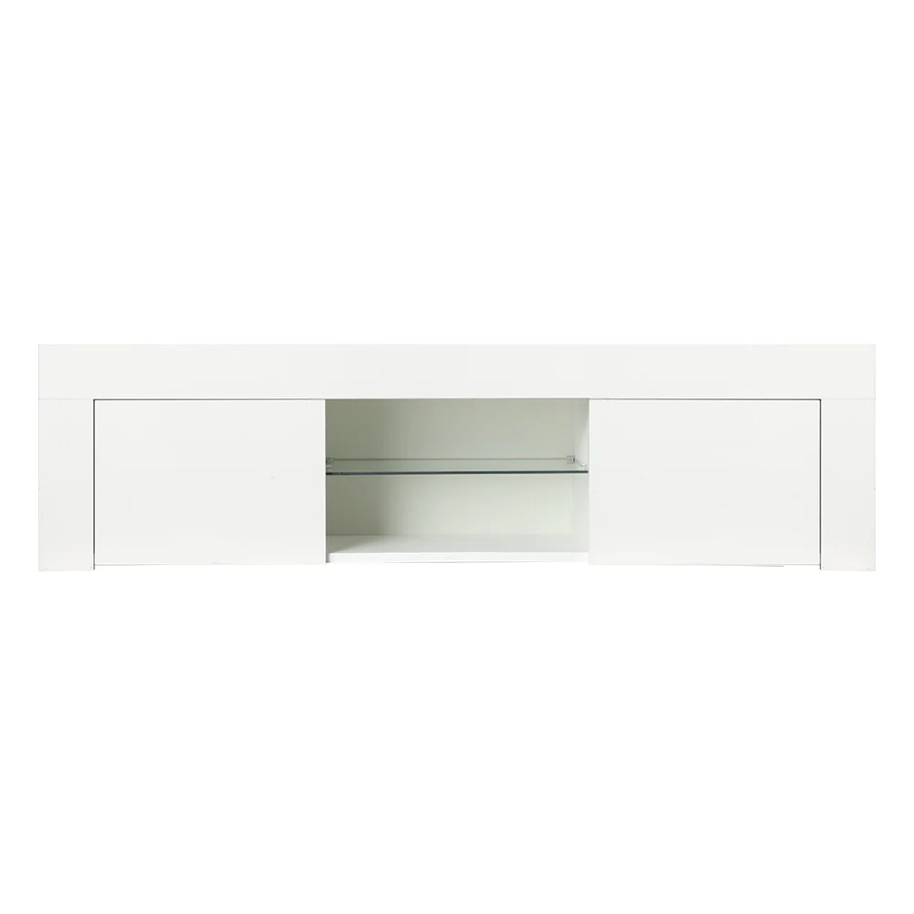 Artiss Entertainment Unit TV Cabinet LED 130cm White Angus - Image 3