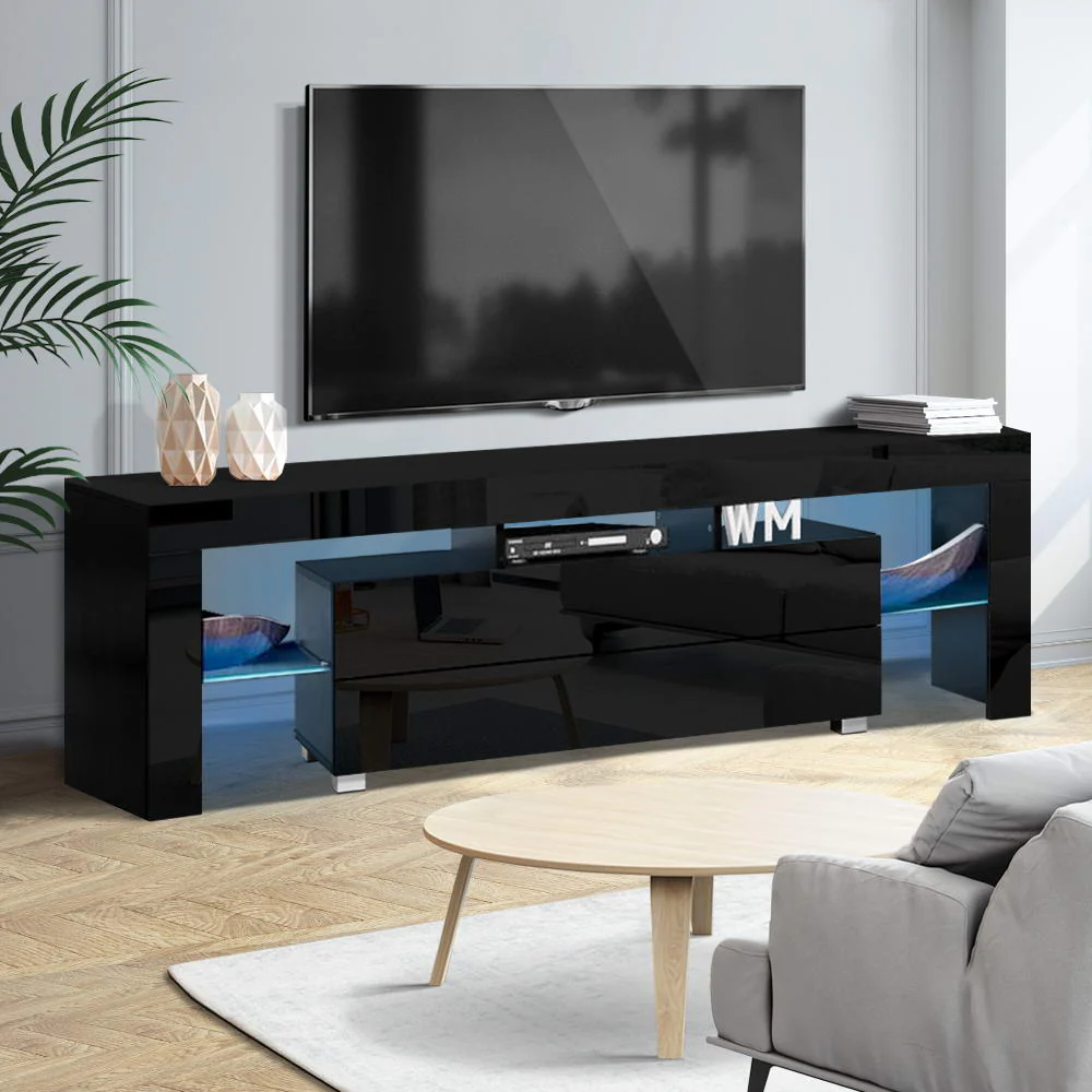 Artiss Entertainment Unit TV Cabinet LED 160cm Black Elo - Image 8