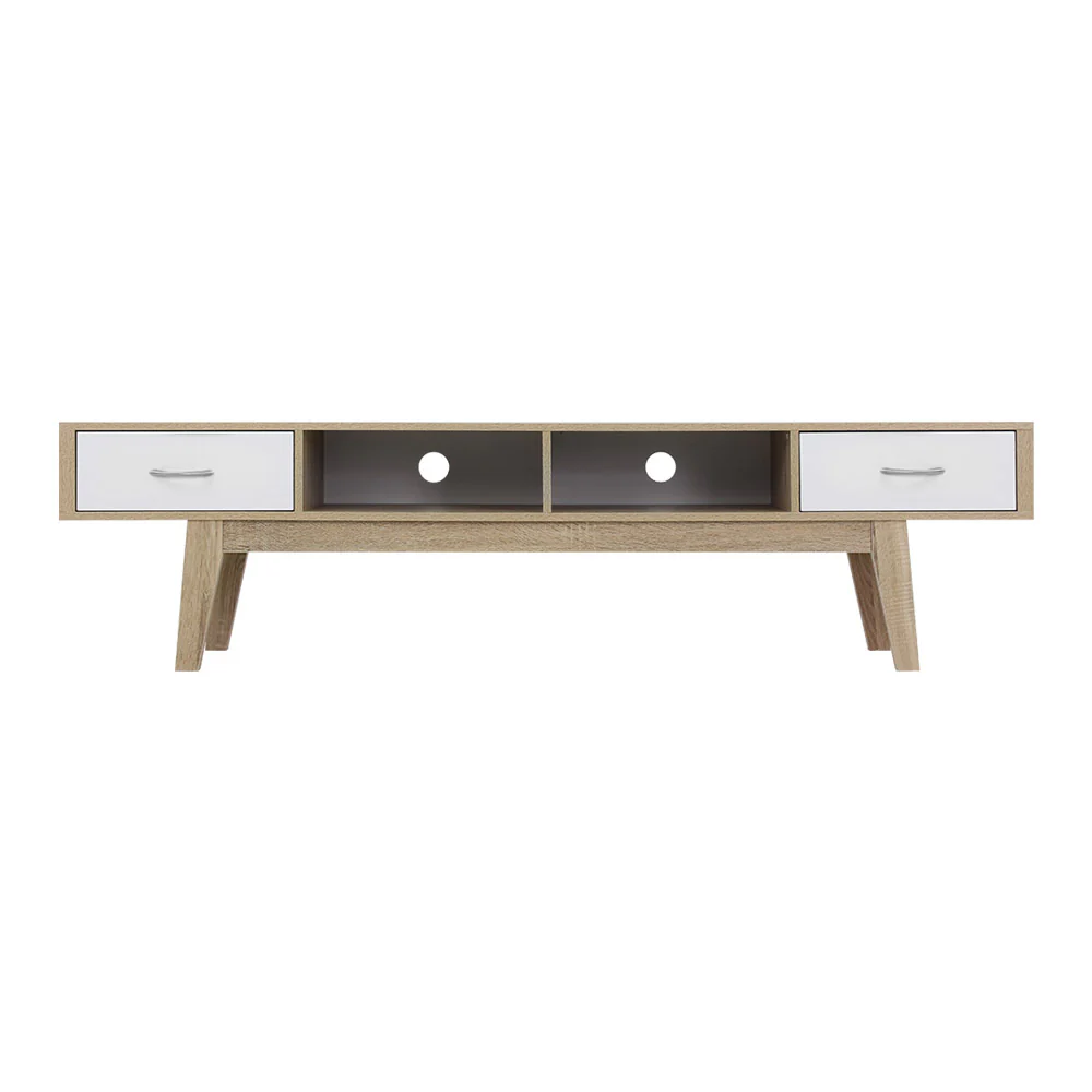 Artiss TV Cabinet Entertainment Unit 180cm Oak White Gary - Image 4