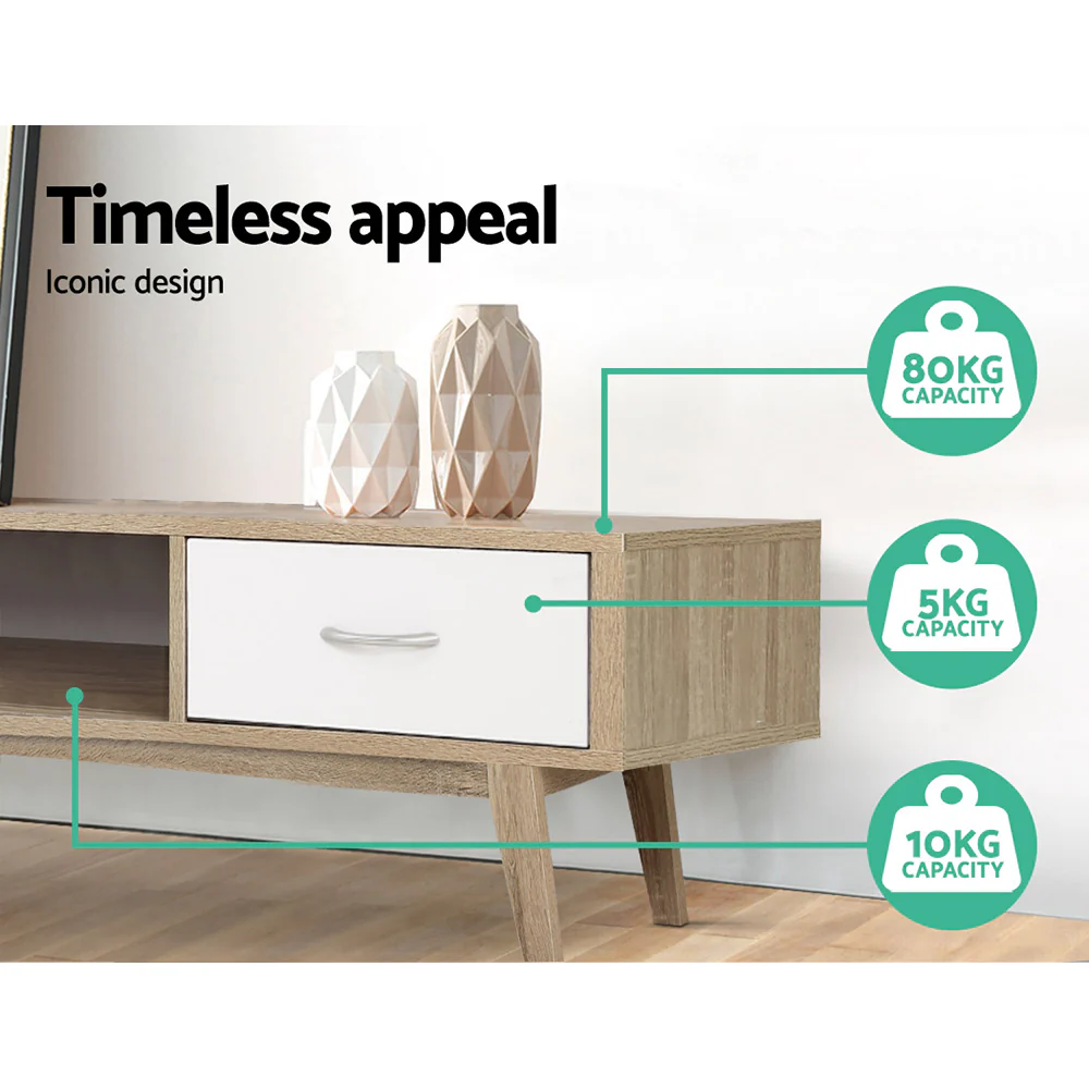 Artiss TV Cabinet Entertainment Unit 180cm Oak White Gary - Image 7