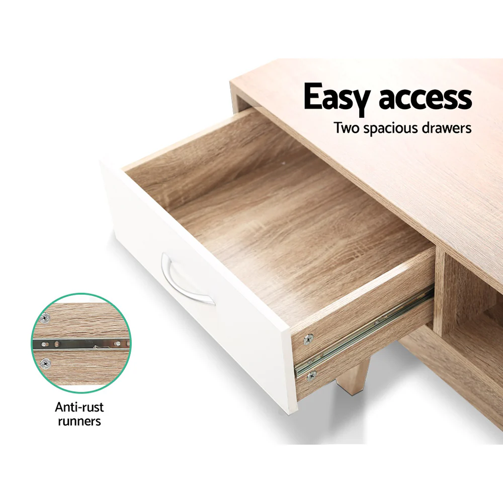 Artiss TV Cabinet Entertainment Unit 180cm Oak White Gary - Image 8