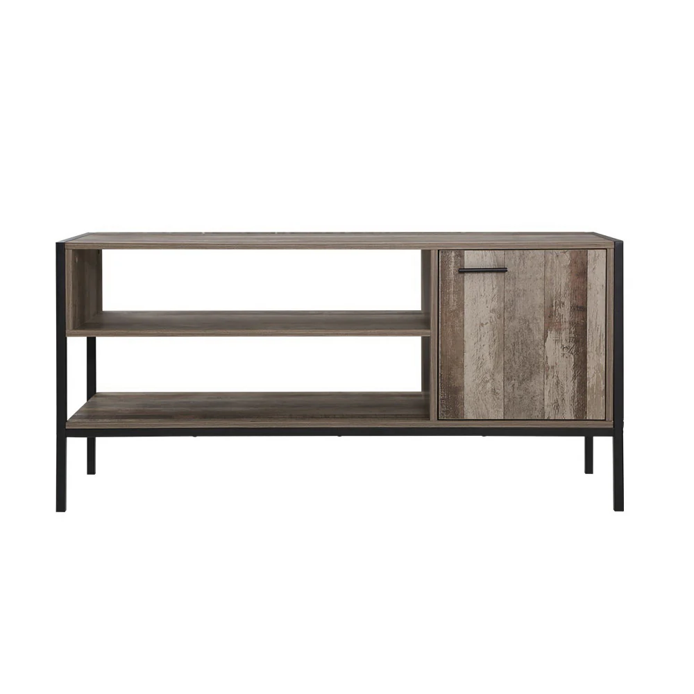 Artiss TV Cabinet Entertainment Unit Stand Storage Wood Industrial Rustic 124cm - Image 3