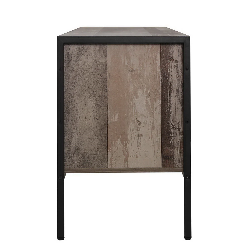 Artiss TV Cabinet Entertainment Unit Stand Storage Wood Industrial Rustic 124cm - Image 4