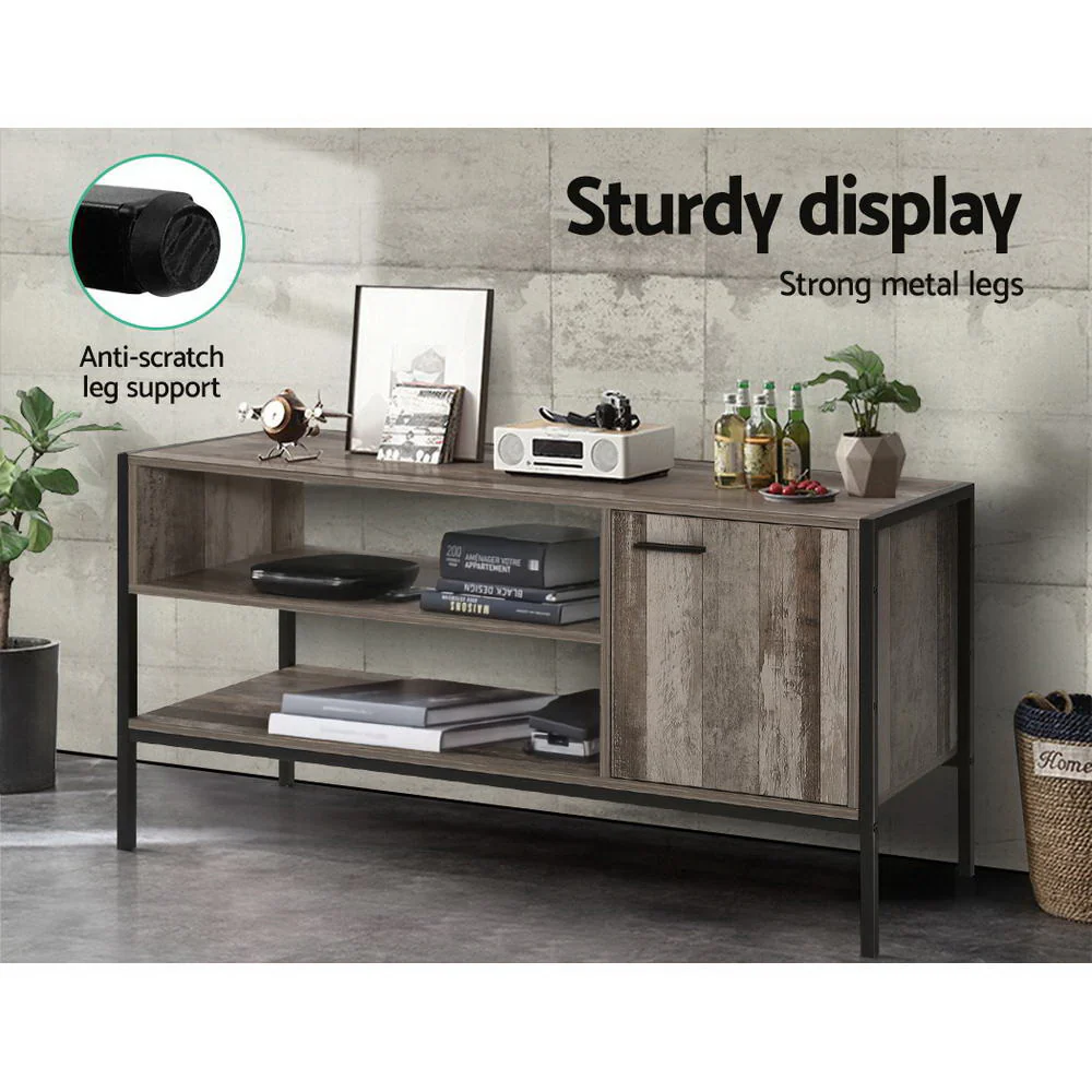 Artiss TV Cabinet Entertainment Unit Stand Storage Wood Industrial Rustic 124cm - Image 7