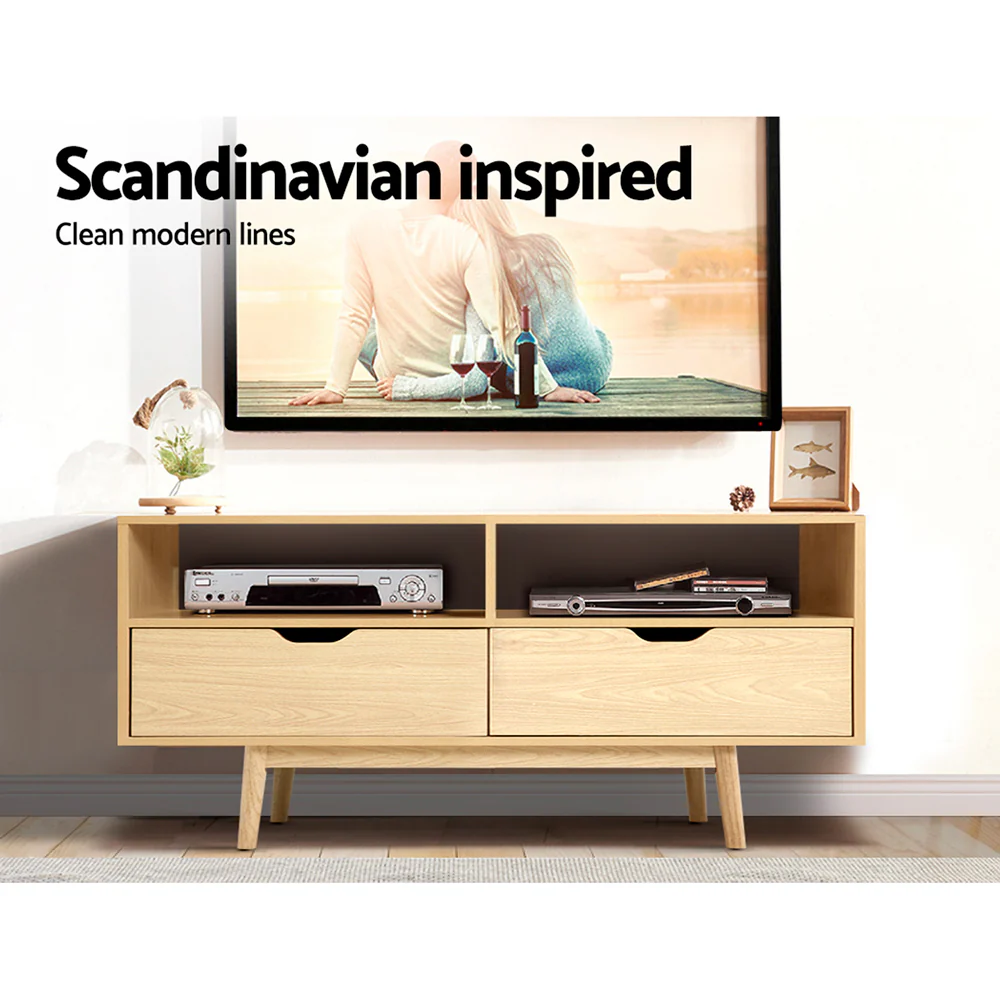 Artiss TV Cabinet Entertainment Unit 120cm Pine Ford - Image 4