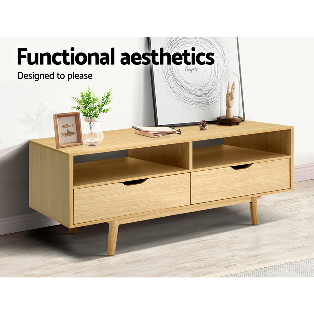 Artiss TV Cabinet Entertainment Unit 120cm Pine Ford - Image 5
