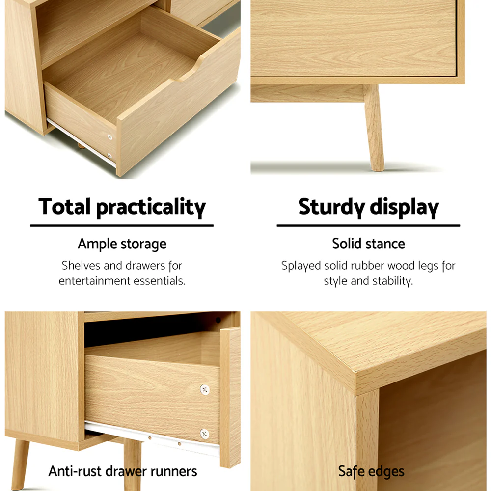 Artiss TV Cabinet Entertainment Unit 120cm Pine Ford - Image 6