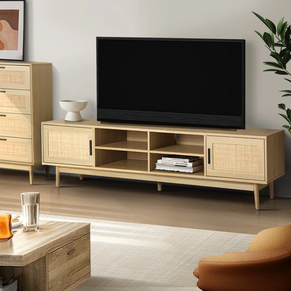 Artiss TV Cabinet Entertainment Unit 180cm Rattan Cole - Image 9