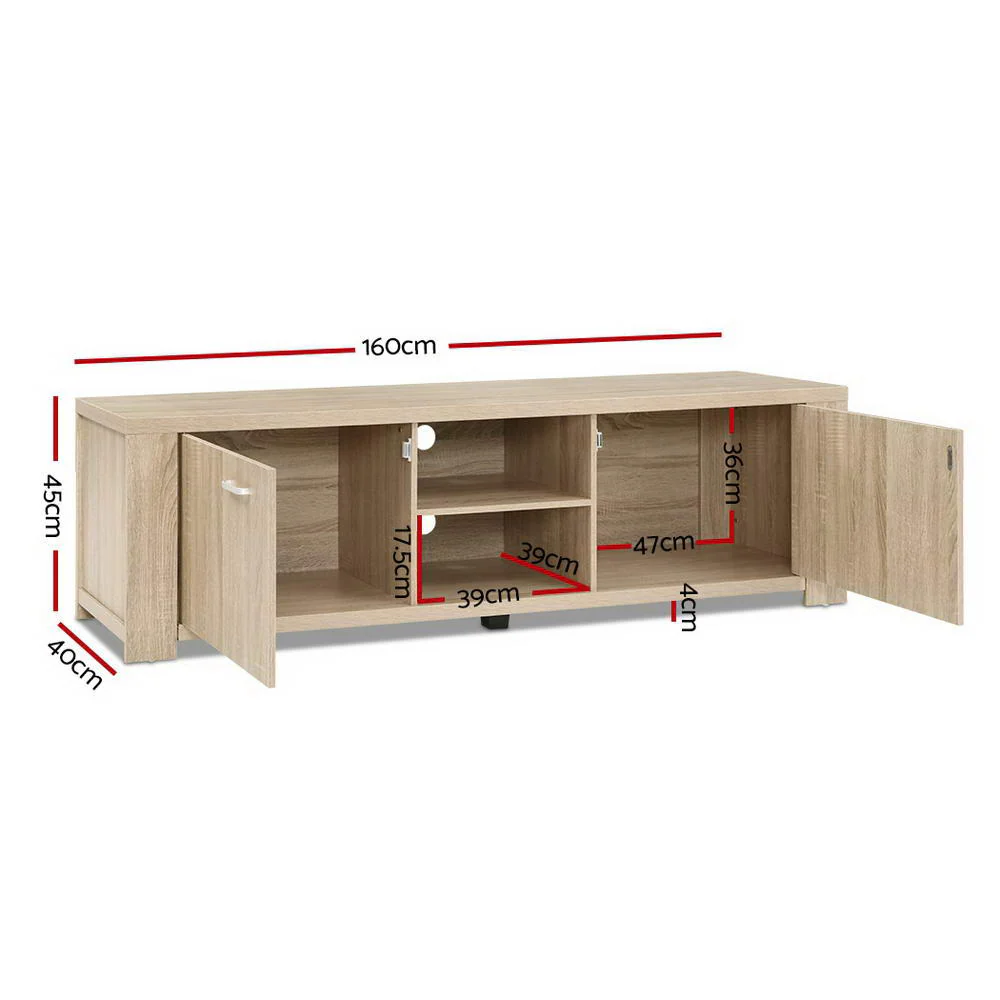 Artiss TV Cabinet Entertainment Unit 160cm Oak Maxi - Image 8