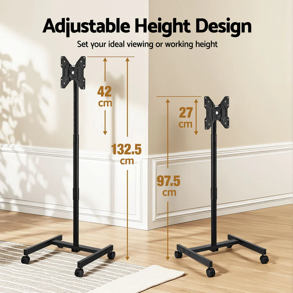 Artiss TV Stand  13-50 Universal Mobile Adjustable Height TV Stand with Wheels - Image 6