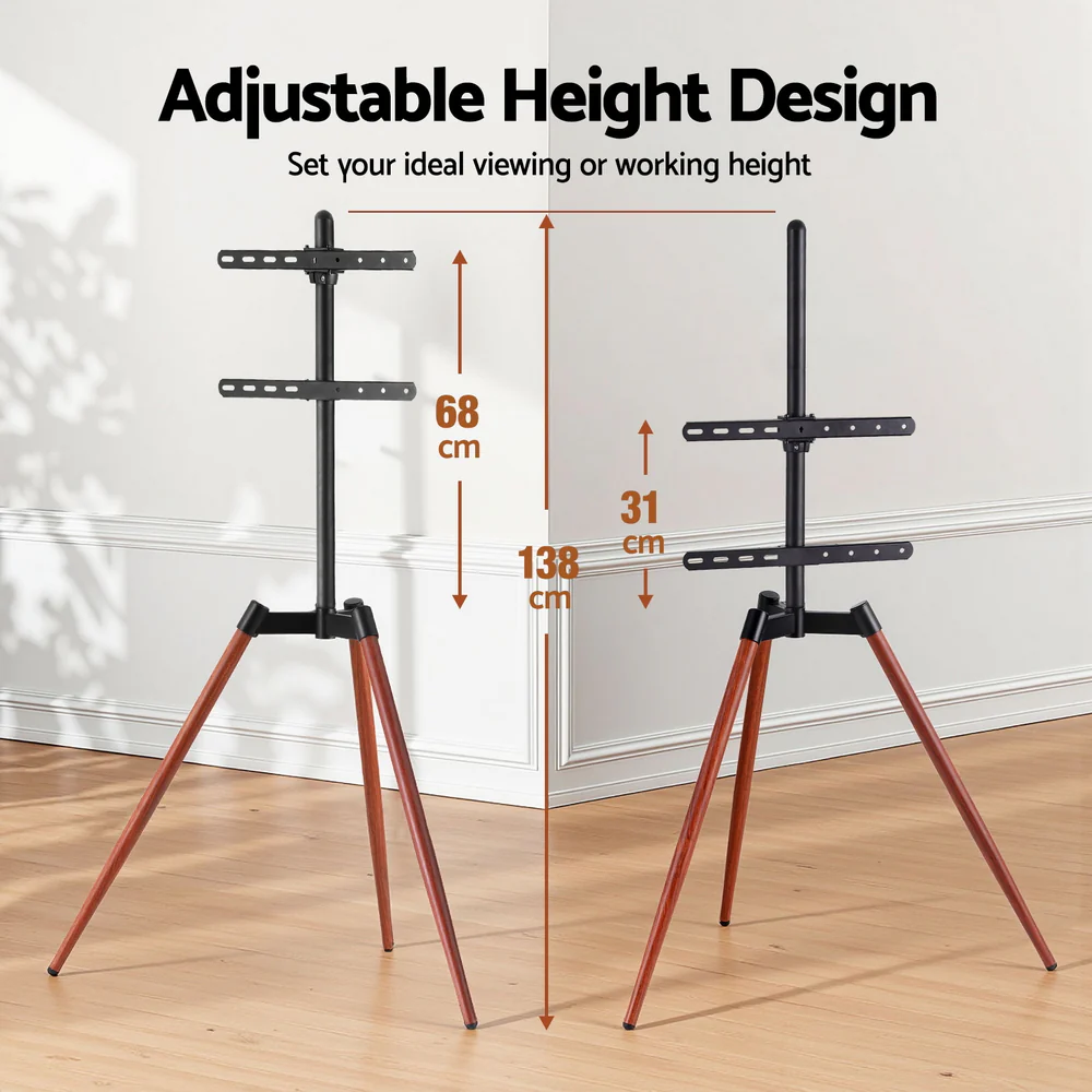 Artiss TV Stand 32-65 inch LED LCD Screen Wooden Tripod Easel Height Adjustable - Image 8