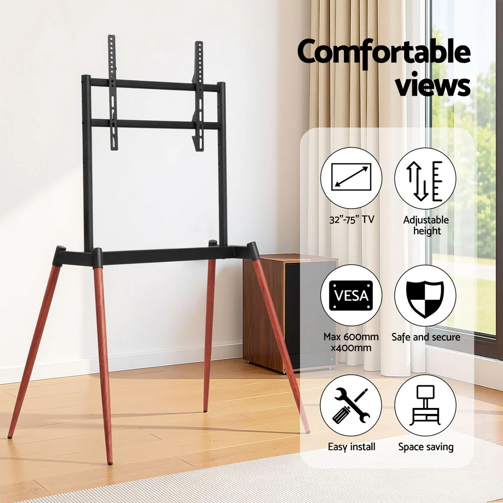 Artiss TV Stand 32-75 inch LED LCD Screen Wooden Floor Easel Height Adjustable - Image 4