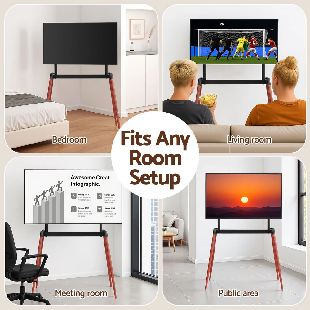 Artiss TV Stand 32-75 inch LED LCD Screen Wooden Floor Easel Height Adjustable - Image 6