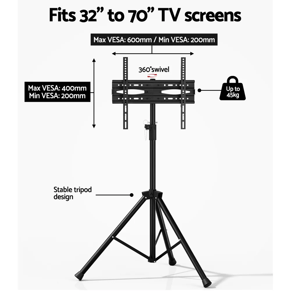 Artiss TV Stand Mount Bracket for 32-70 LED LCD Tripod Floor Shelf Universal - Image 4