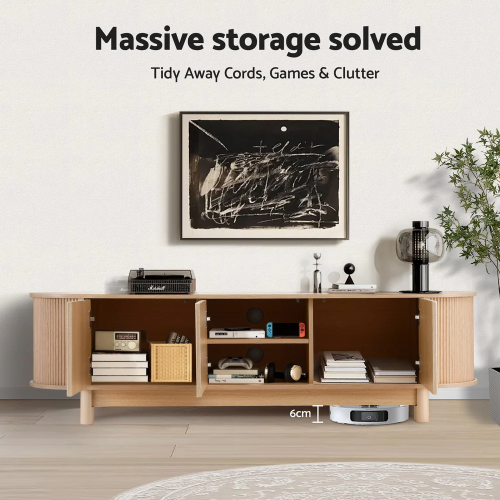 Artiss TV Unit Entertainment Unit Storage Cabinet 160cm Pine - Image 4