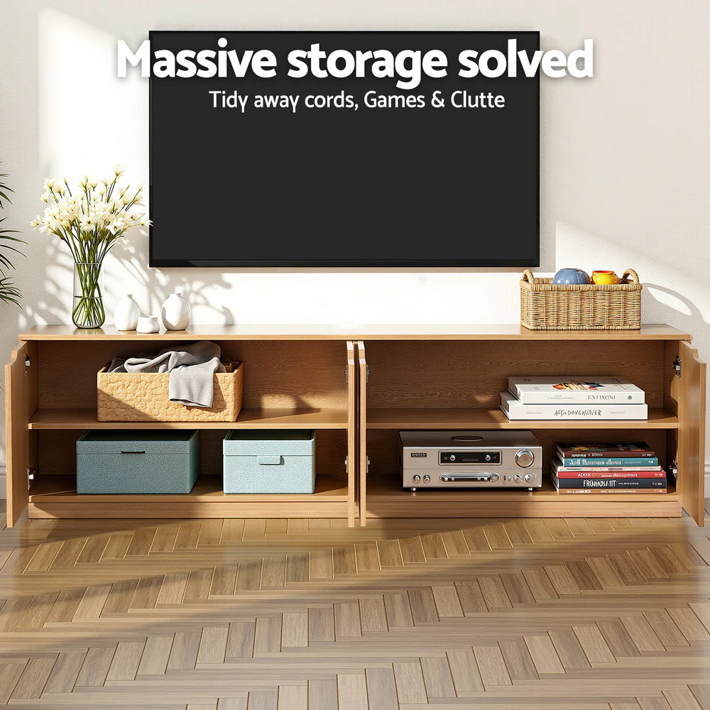 Artiss TV Unit Entertainment Unit Storage Cabinet 180cm Pine - Image 4