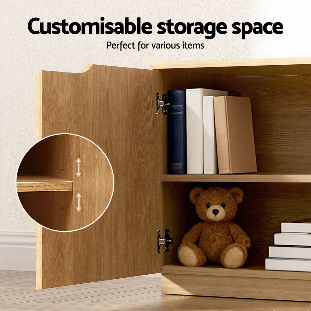 Artiss TV Unit Entertainment Unit Storage Cabinet 180cm Pine - Image 5