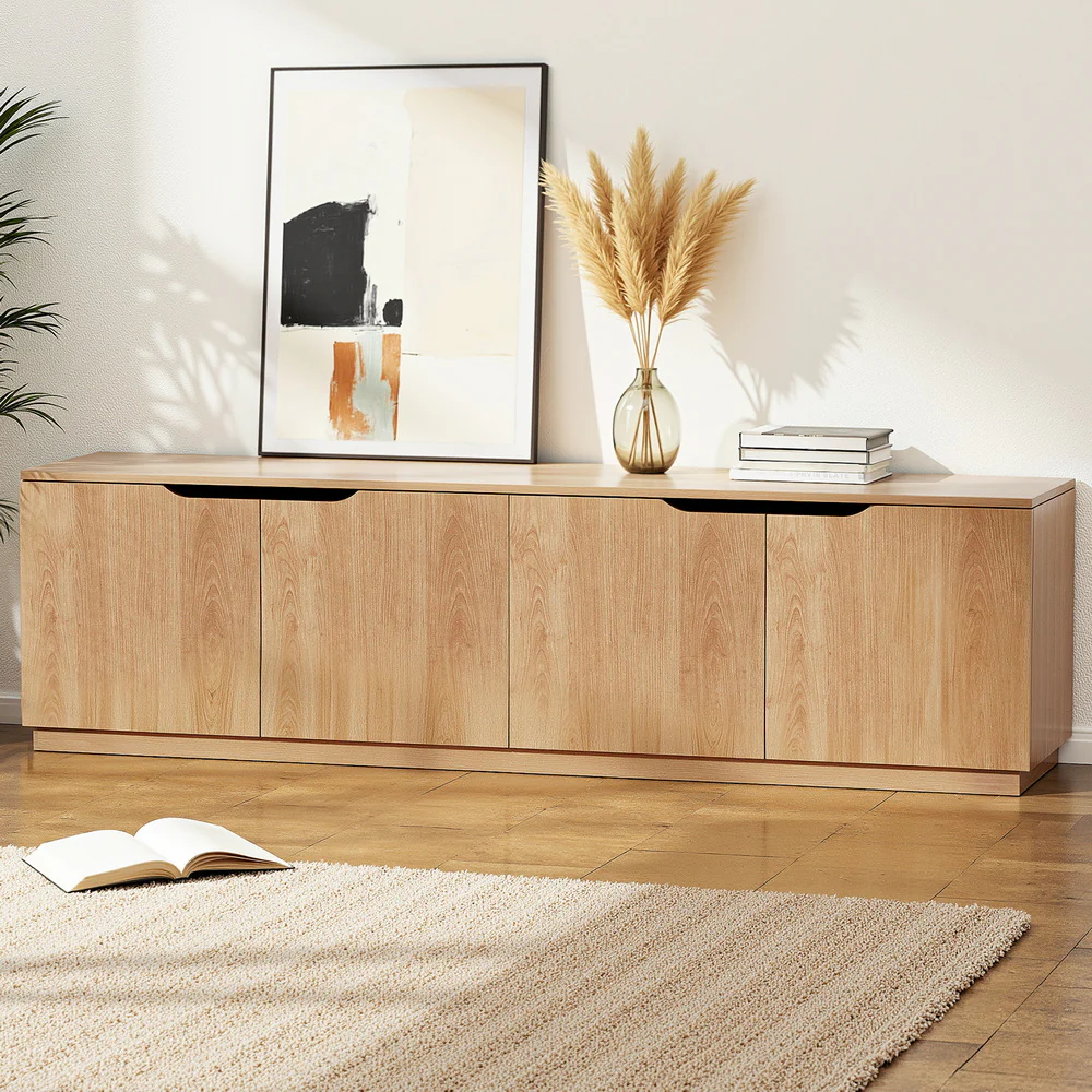 Artiss TV Unit Entertainment Unit Storage Cabinet 180cm Pine - Image 7