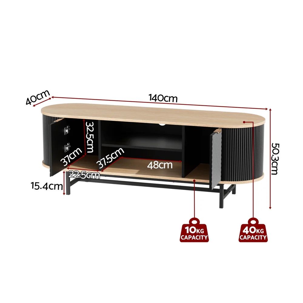 Artiss TV Unit Entertainment Unit Storage Cabinet Black Pine - Image 2