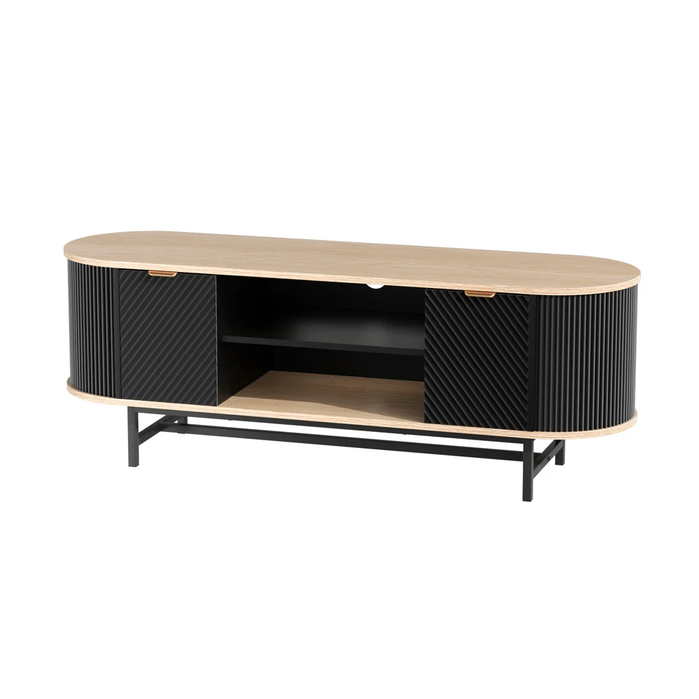 Artiss TV Unit Entertainment Unit Storage Cabinet Black Pine - Image 3