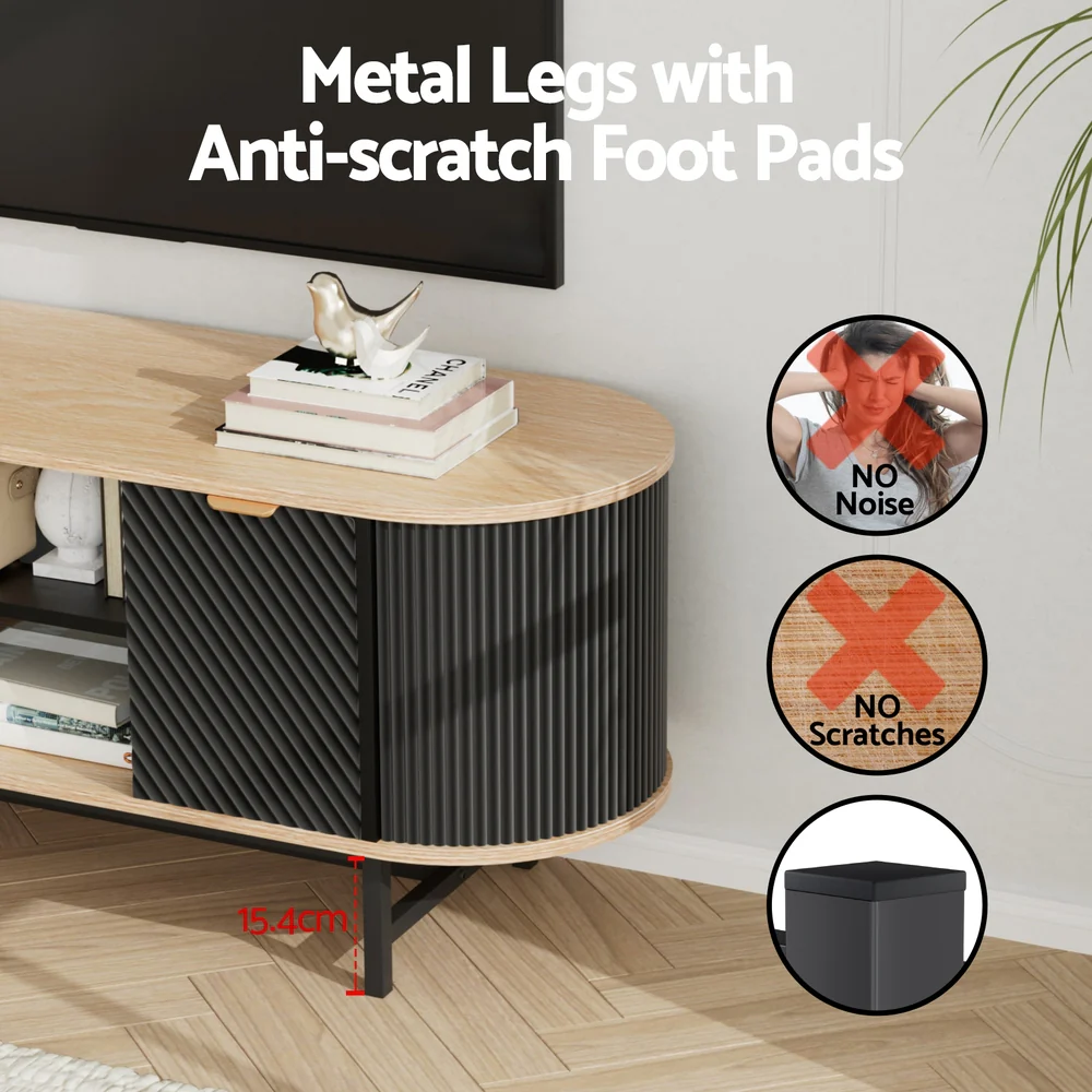 Artiss TV Unit Entertainment Unit Storage Cabinet Black Pine - Image 5