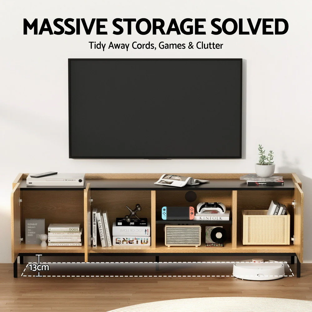 Artiss TV Unit Entertainment Unit Storage Cabinet Shelf 160cm Pine - Image 4