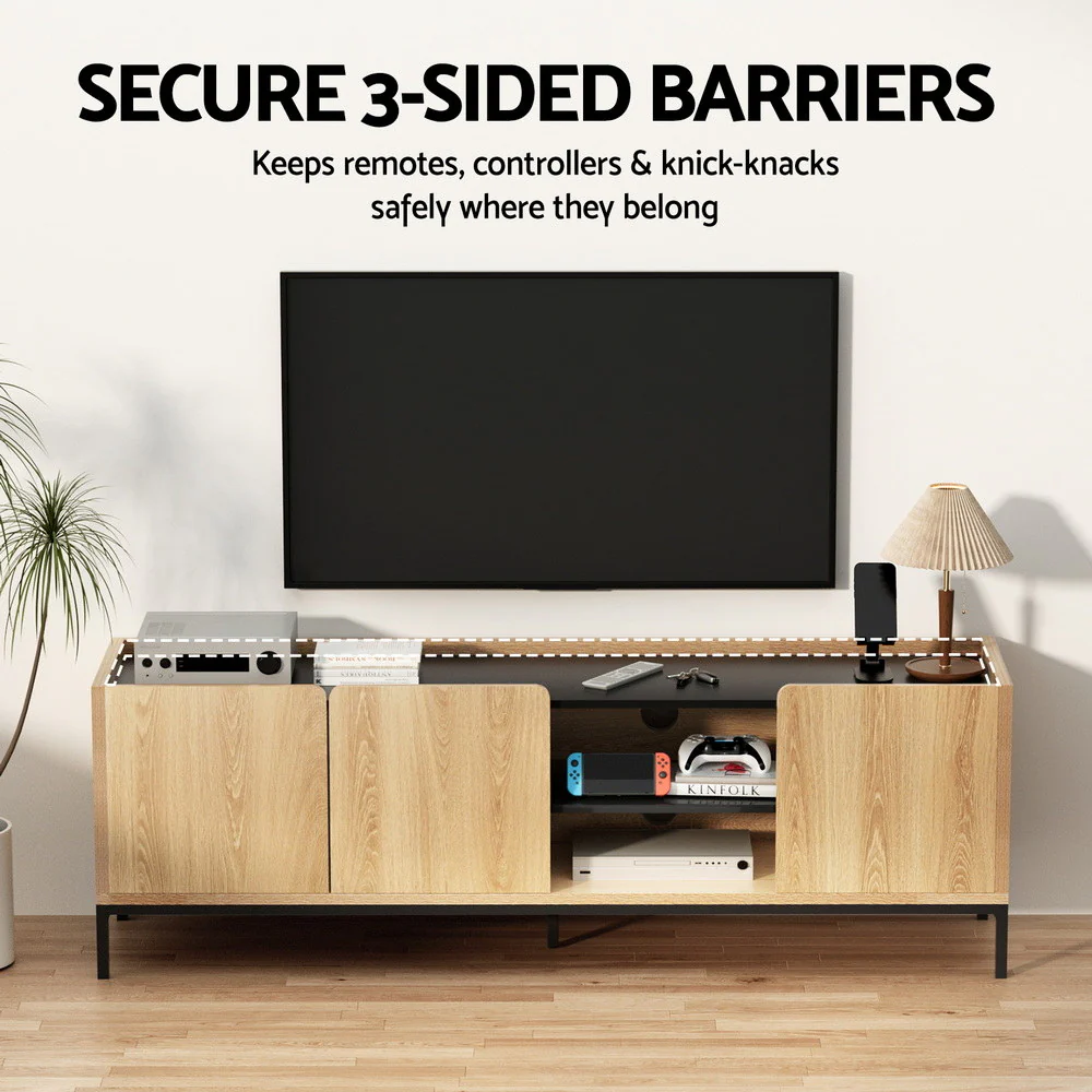 Artiss TV Unit Entertainment Unit Storage Cabinet Shelf 160cm Pine - Image 5