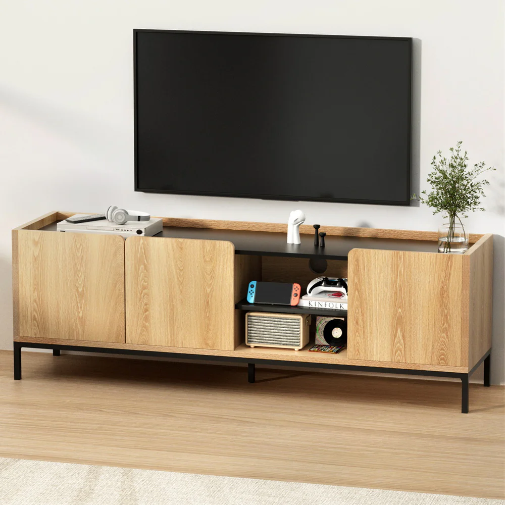 Artiss TV Unit Entertainment Unit Storage Cabinet Shelf 160cm Pine - Image 7