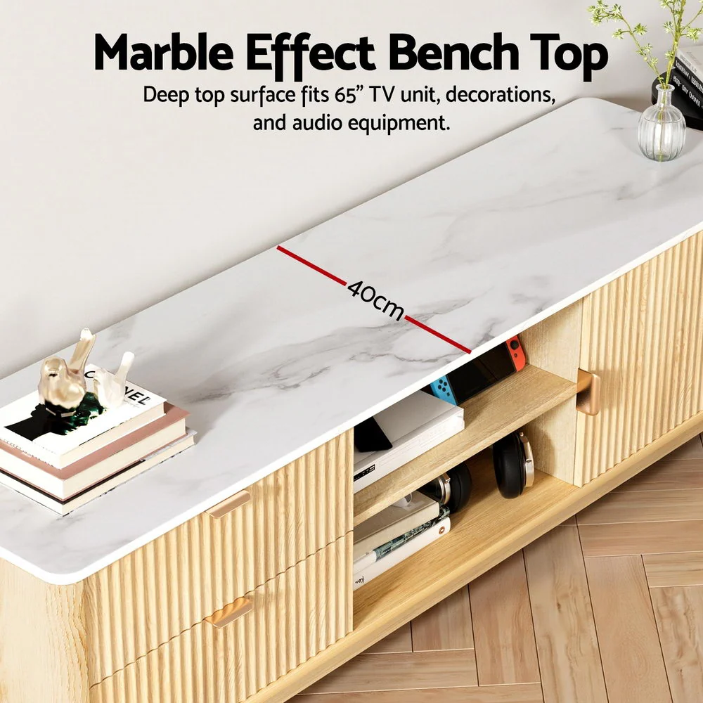 Artiss TV Unit Entertainment Unit Storage Drawer Shelf 150cm Pine - Image 5