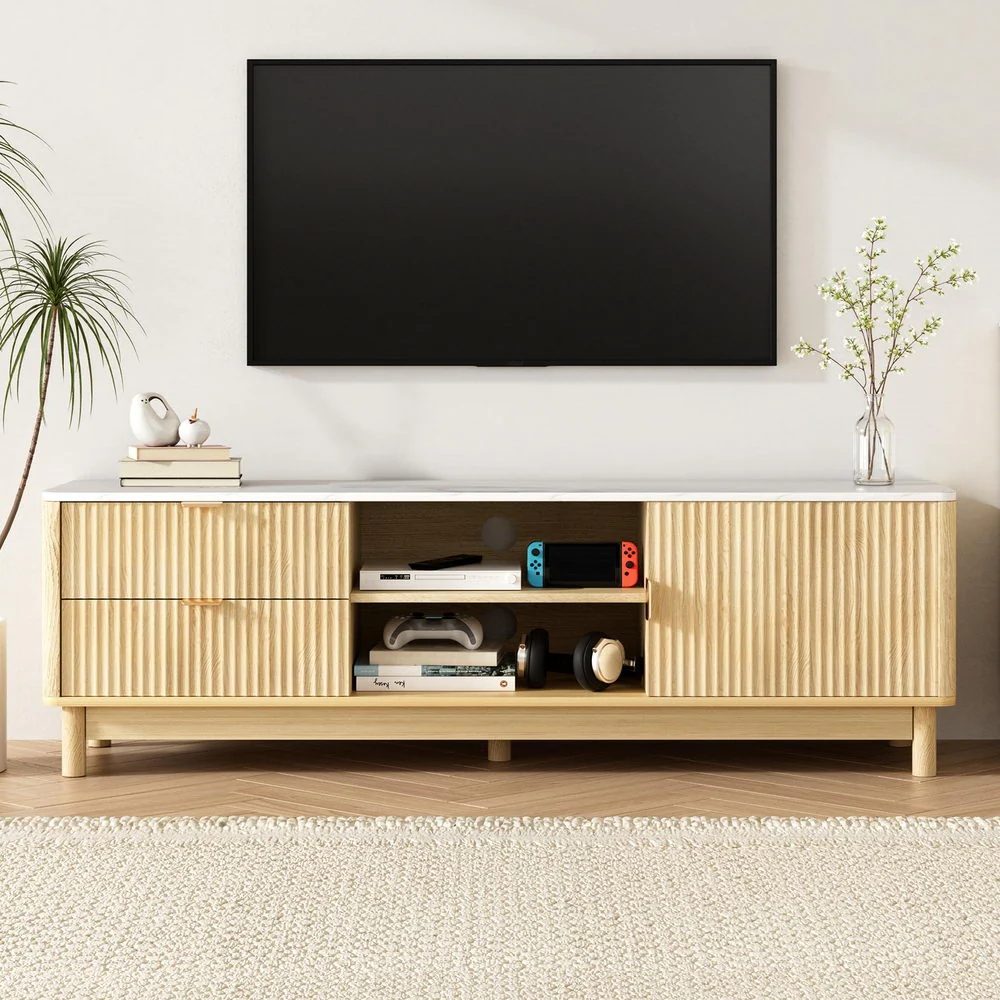 Artiss TV Unit Entertainment Unit Storage Drawer Shelf 150cm Pine - Image 7