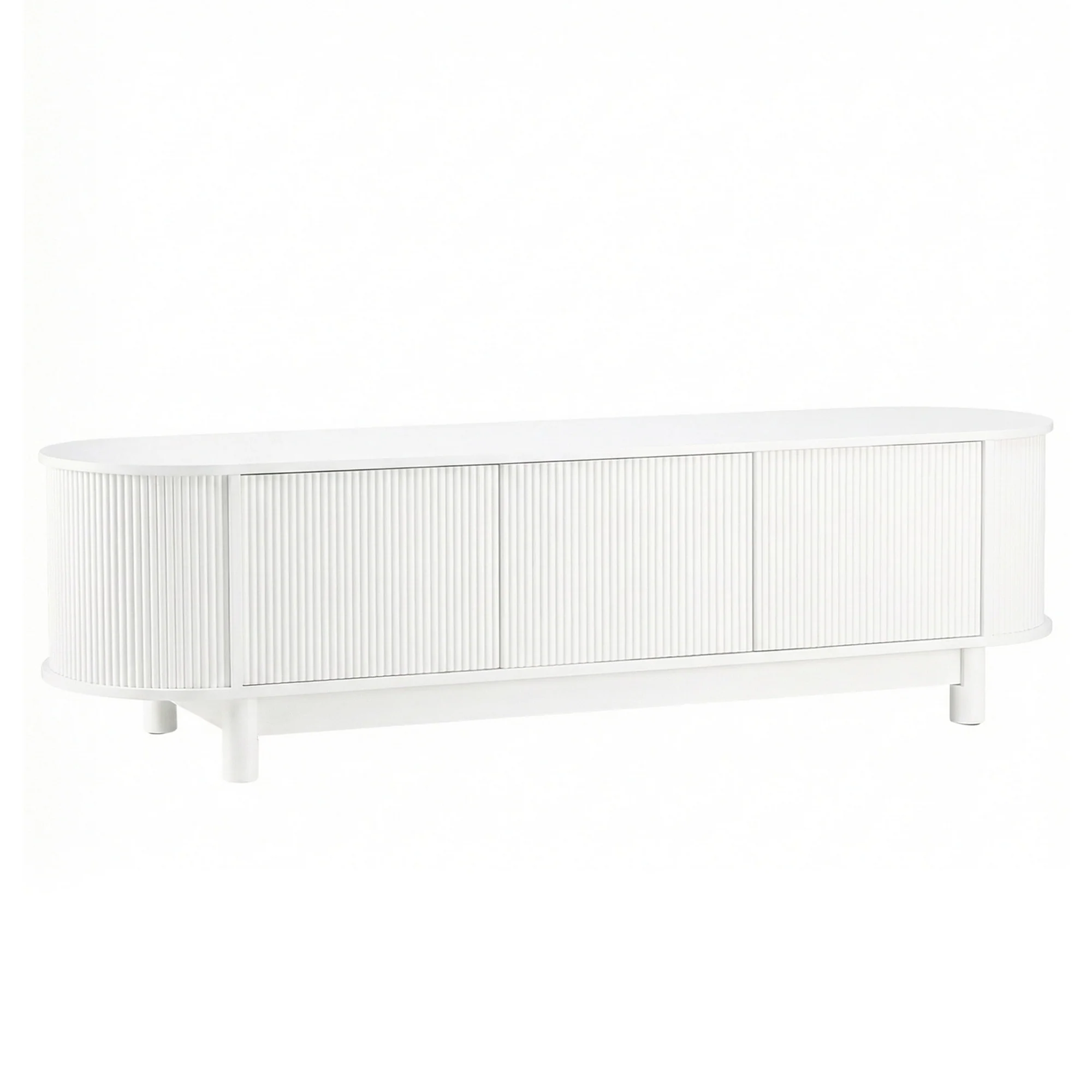 Artiss TV Unit, TV Cabinet with Storage Cabinet,160cm Entertainment Unit with Solid Wood Legs, Home Furniture for Living Room, Bedroom, Study Room, Backyard White - Image 2