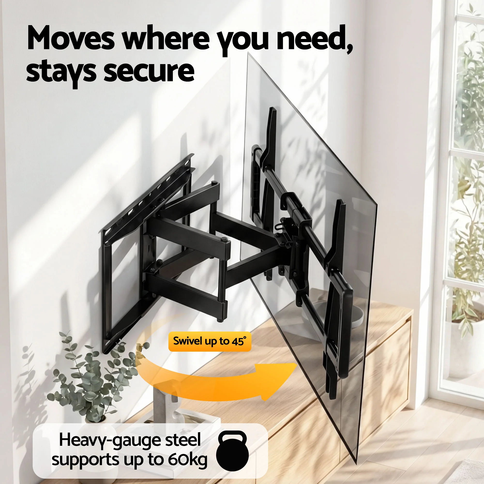 Artiss TV Wall Mount Bracket for 37 - 85 TVs Swivel Tilt Extendable Full Motion - Image 4