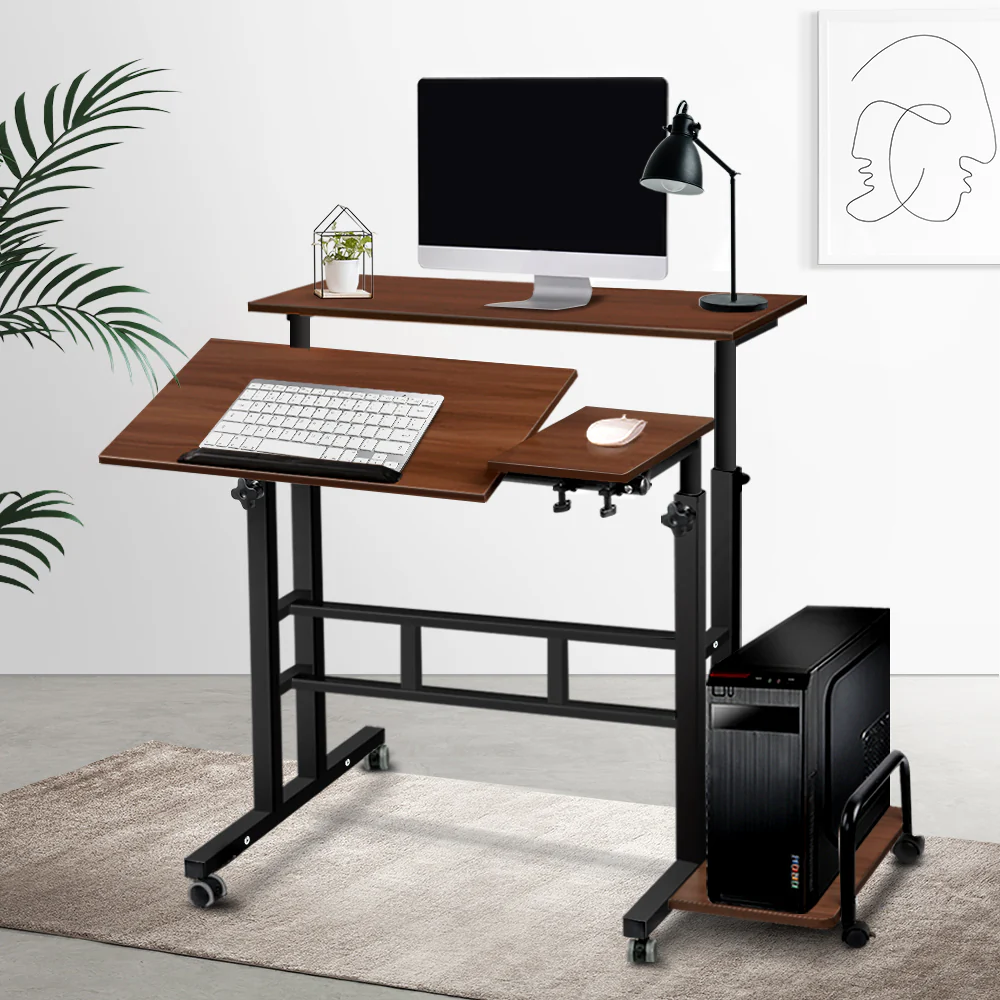 Artiss Laptop Desk Table Adjustable Dark Wood 80CM - Image 7