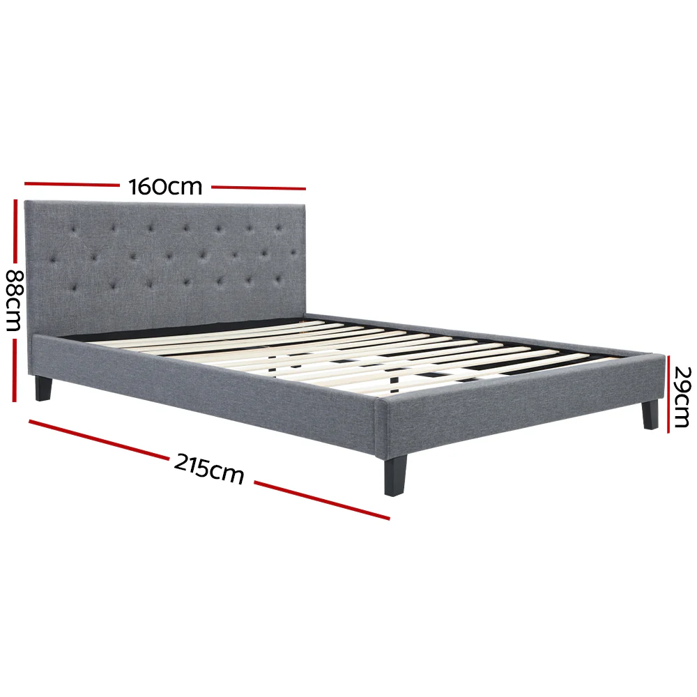 Artiss Bed Frame Queen Size Grey VANKE - Image 2