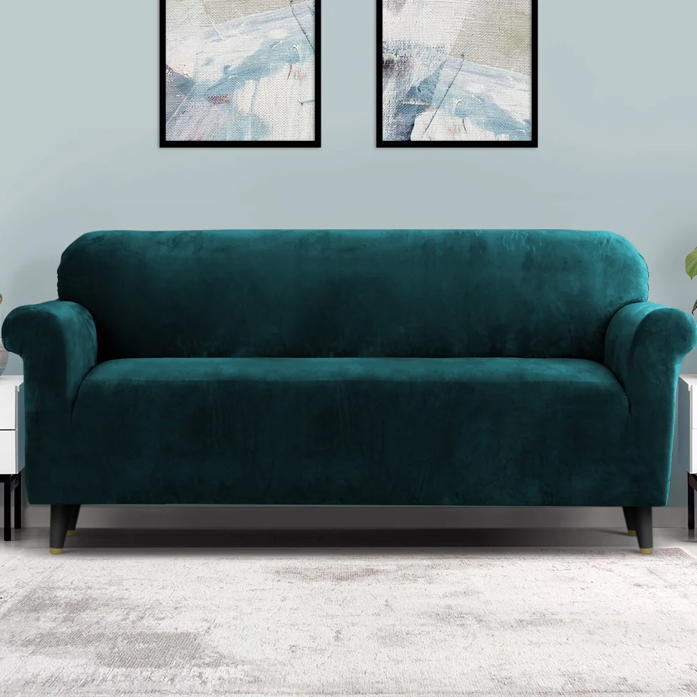 Artiss Sofa Cover Couch Covers 4 Seater Velvet Agate Green - Image 8