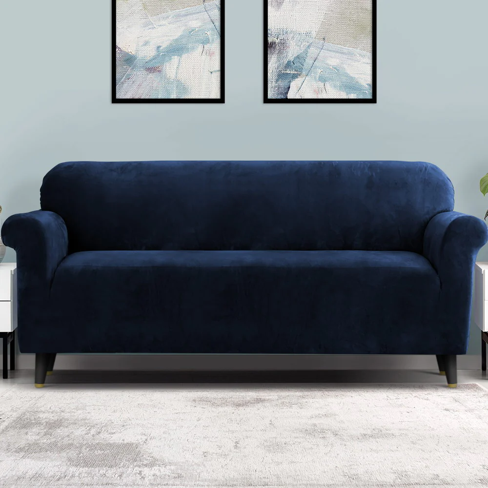 Artiss Sofa Cover Couch Covers 4 Seater Velvet Sapphire - Image 8
