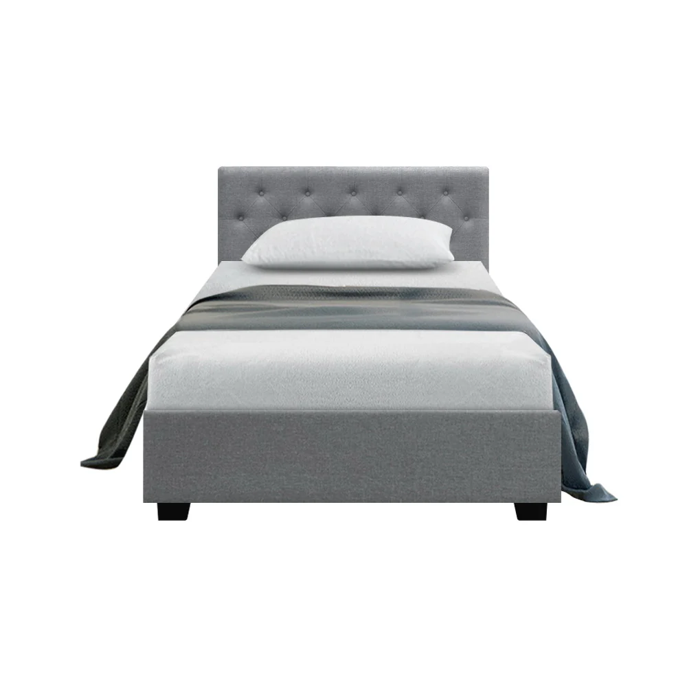 Artiss Bed Frame King Single Size Gas Lift Grey VILA - Image 3
