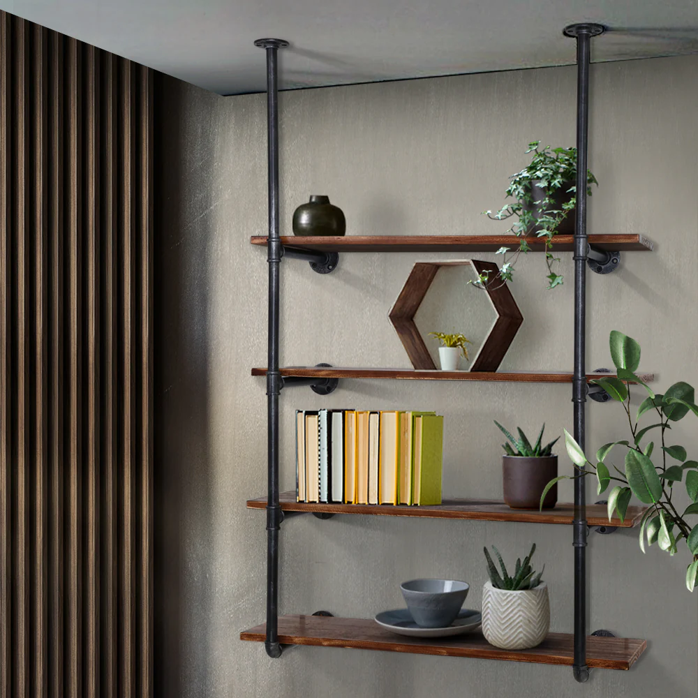Artiss Bookshelf DIY Pipe Shelf 4 Tiers - INGE - Image 7