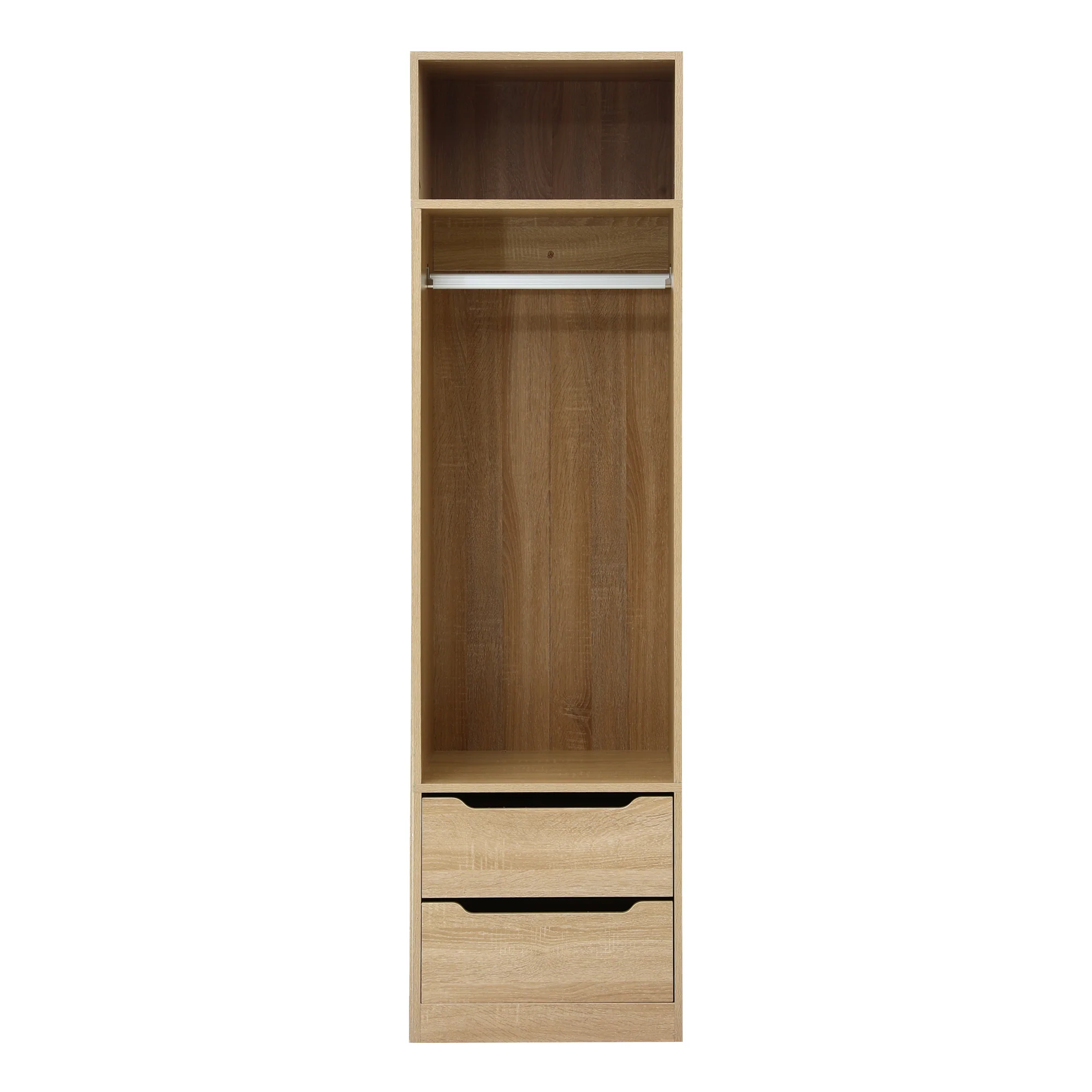 Artiss Wardrobe Clothes Closet Storage Organizer 2 Drawers 1 Detachable Hanging Rod Pine - Image 4