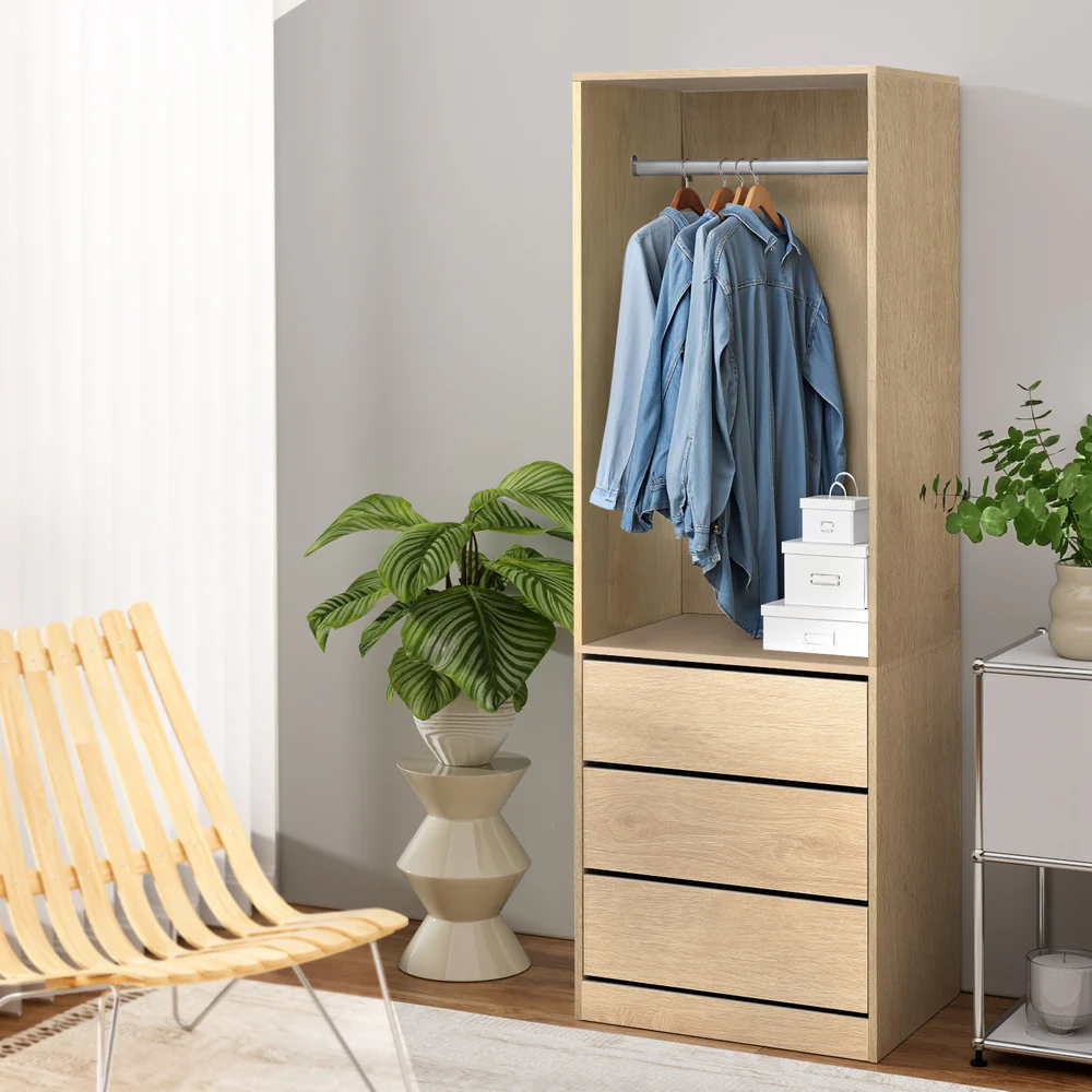 Artiss Wardrobe Clothes Closet Storage Organizer Pine - Image 7